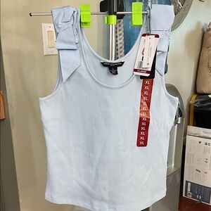 French Connection Sky Blue Tank Top with Ruffle Straps